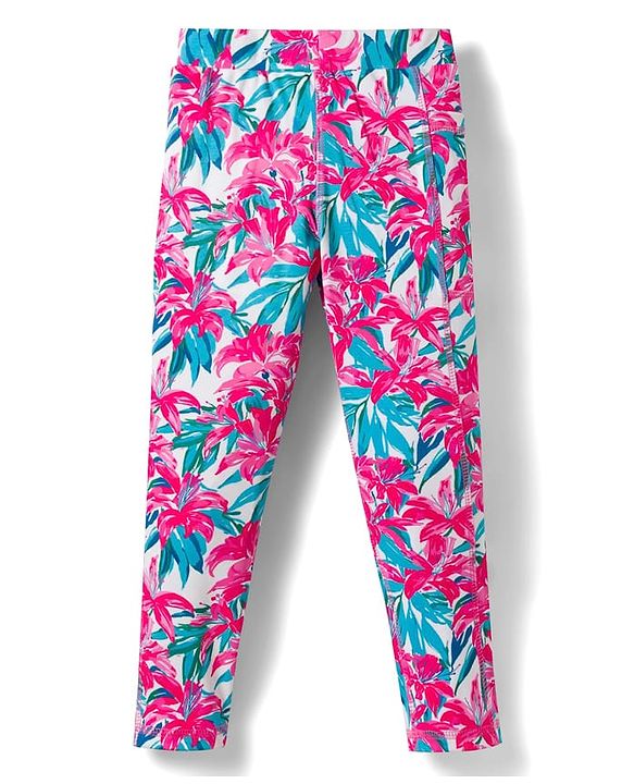 Pine Active Knit Full Length Floral Printed Super Stretch Leggings - Multicolour