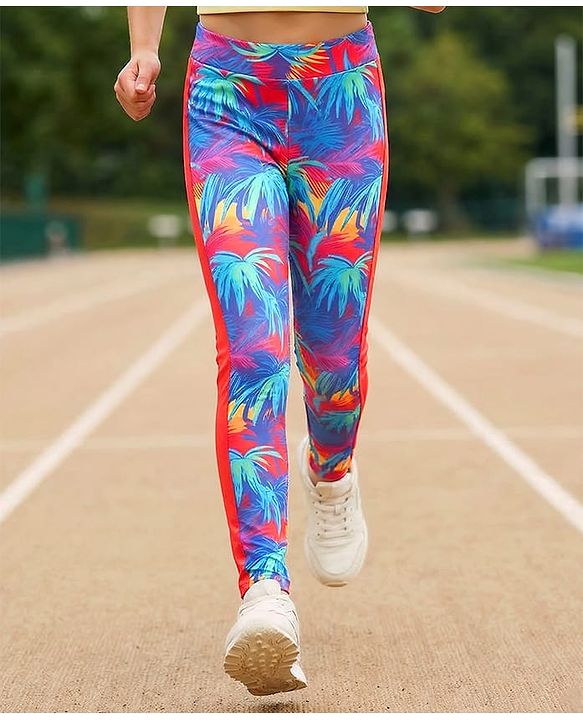 Pine Active Knit Full Length Super Stretch Printed Leggings - Multicolor