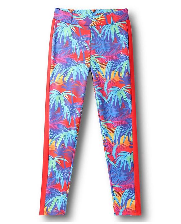 Pine Active Knit Full Length Super Stretch Printed Leggings - Multicolor