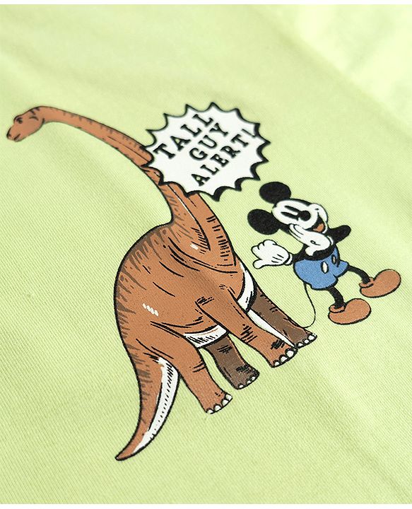 Pine Kids Disney 100% Cotton Knit Half Sleeves T-Shirt With Mickey Mouse & Friends Front & Back Print -light Green