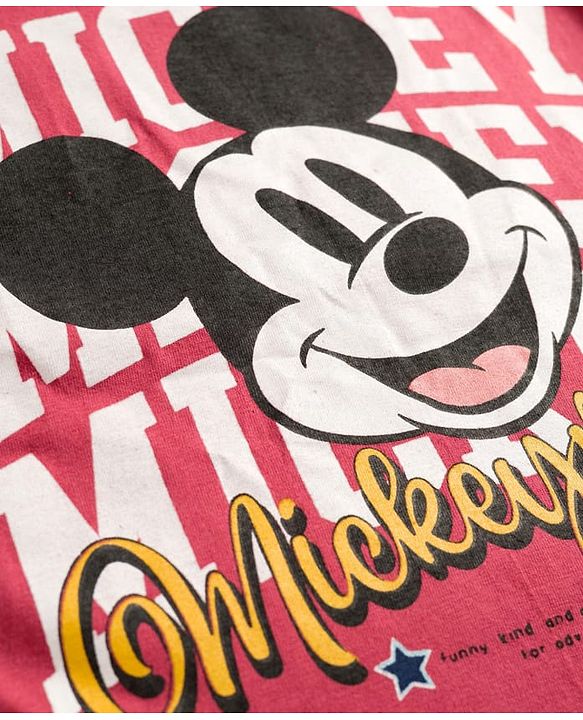 Pine Kids Disney Single Jersey Knit Half Sleeves T-Shirts with Mickey Mouse Graphic Pack of 2 - Navy Blue & Red