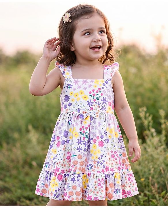 Babyhug Cotton Woven One Piece Dresses/Frocks Floral Print White 3-6 Months