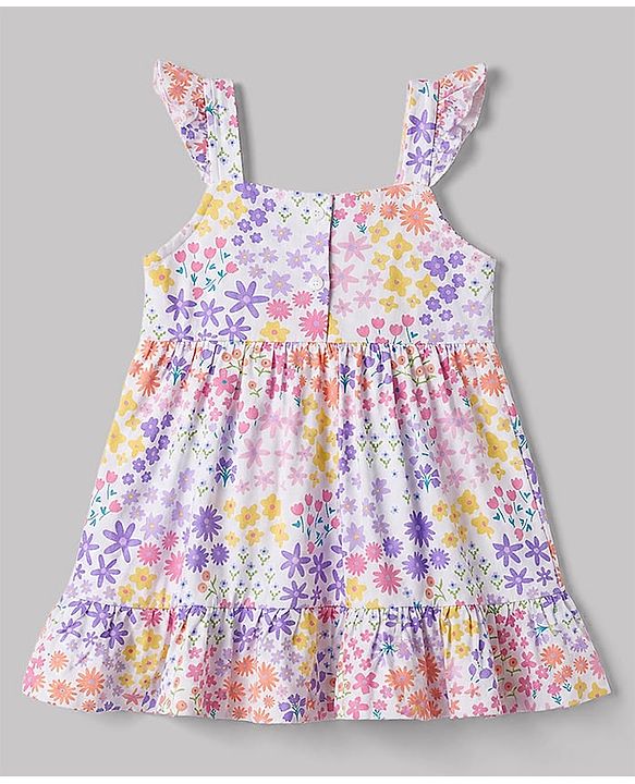 Babyhug Cotton Woven One Piece Dresses/Frocks Floral Print White 3-6 Months