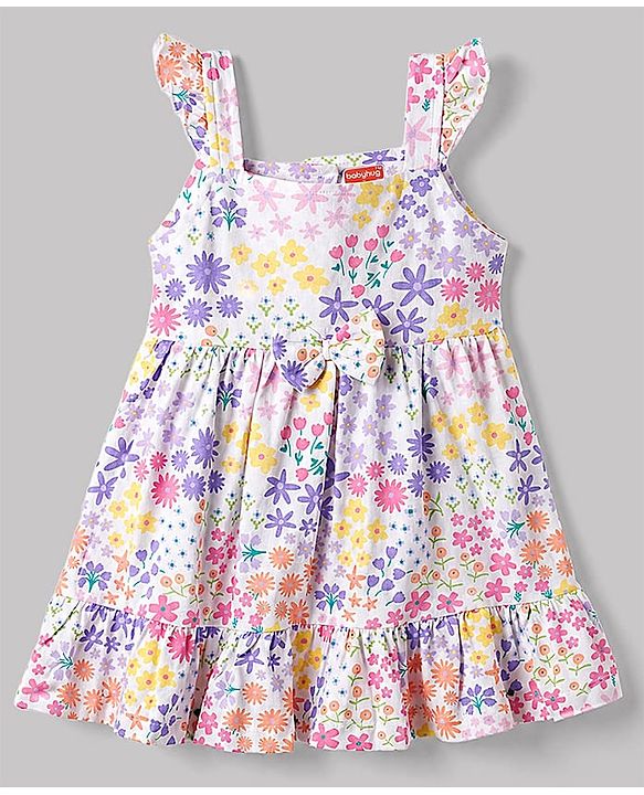 Babyhug Cotton Woven One Piece Dresses/Frocks Floral Print White 3-6 Months