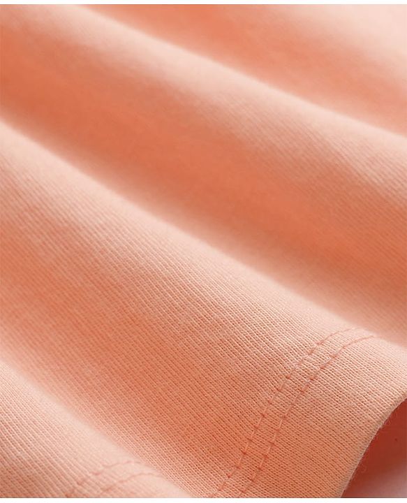 Babyhug Cotton Knit One Piece Dresses/Frocks with Ruffle Sleeves Peach 0-3 Months