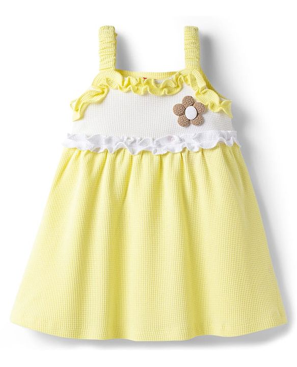 Babyhug Cotton Knit One Piece Dress Sleeveless Yellow 3-6 Months