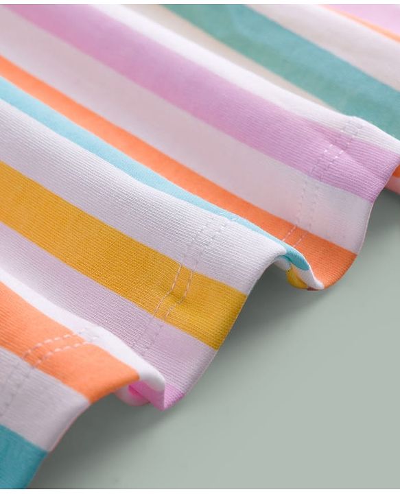 Babyhug Cotton Knit One Piece Dresses/Frocks with Half Sleeves and Round Neck White 0-3 Months