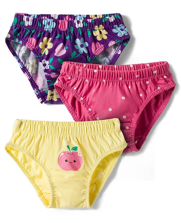 Babyhug 100% Cotton Knit Panties with Tropical Theme Print Pack of 3 - Multicolor