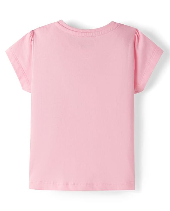 Babyhug Cotton Knit Half Sleeves T-Shirt with Text Foil Detailing - Pink