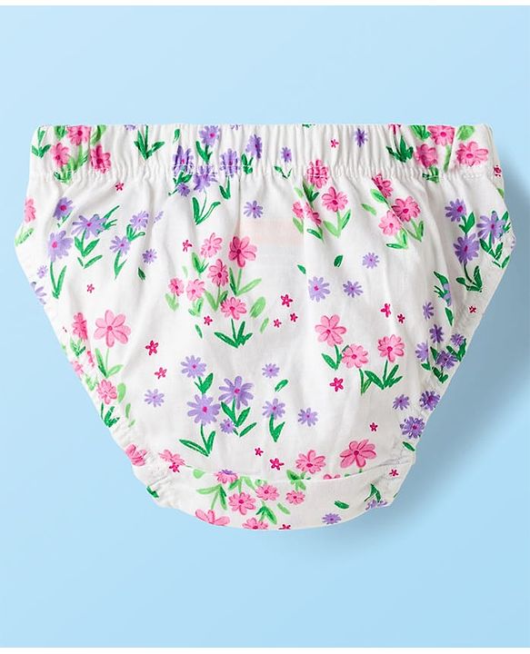 Babyhug 100% Cotton Knit Panties With Floral & Polka Dot Print Pack of 3 - Multicolor