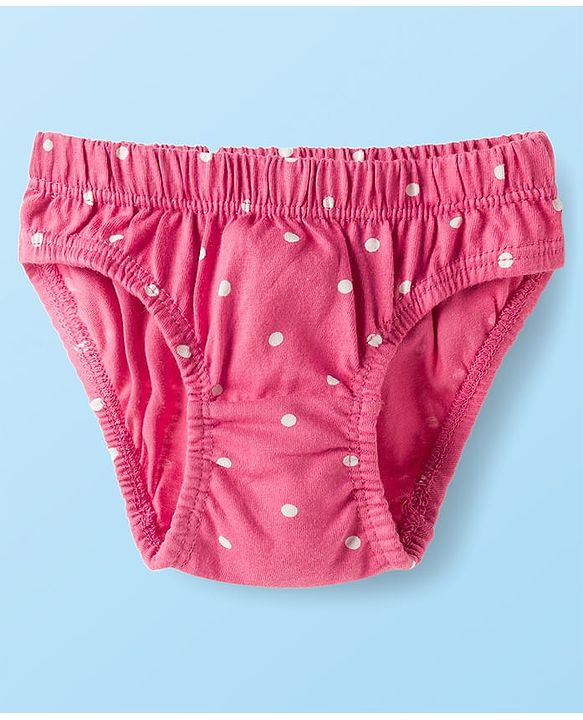 Babyhug 100% Cotton Knit Panties With Floral & Polka Dot Print Pack of 3 - Multicolor