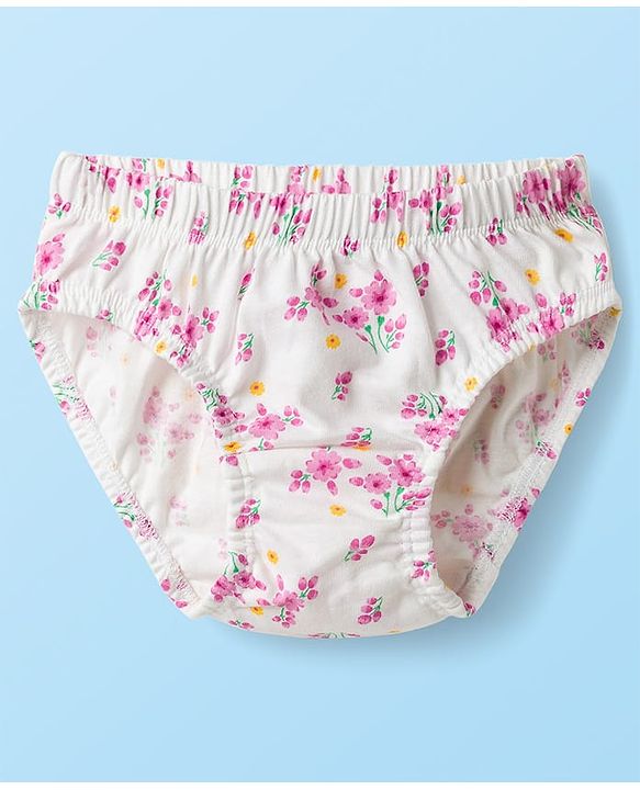 Babyhug 100% Cotton Knit Panties With Floral Polka Dot & Bunny Print Pack of 3 - Multicolor