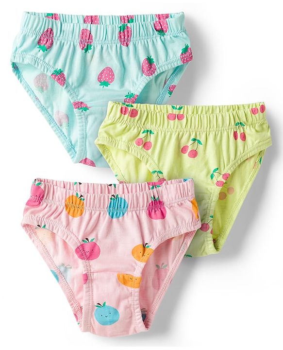 Babyhug 100% Cotton Knit Panties With Fruit Print Pack of 3 - Multicolor