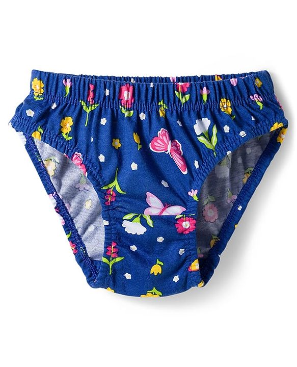 Babyhug 100% Cotton Knit Floral Butterfly & Polka Dots Printed Panties Pack Of 3 - Multicolour