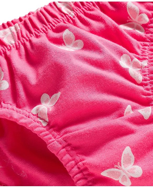 Babyhug 100% Cotton Knit Floral Butterfly & Polka Dots Printed Panties Pack Of 3 - Multicolour