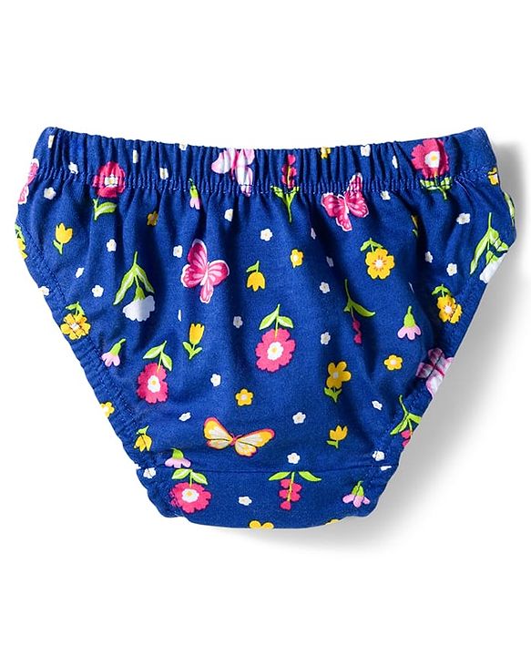 Babyhug 100% Cotton Knit Floral Butterfly & Polka Dots Printed Panties Pack Of 3 - Multicolour