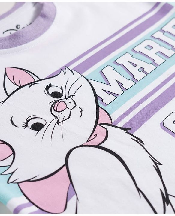 Babyhug Disney Single Jersey Knit Half Sleeves T-Shirt & Skirt Set with Marie Graphic - Multicolor