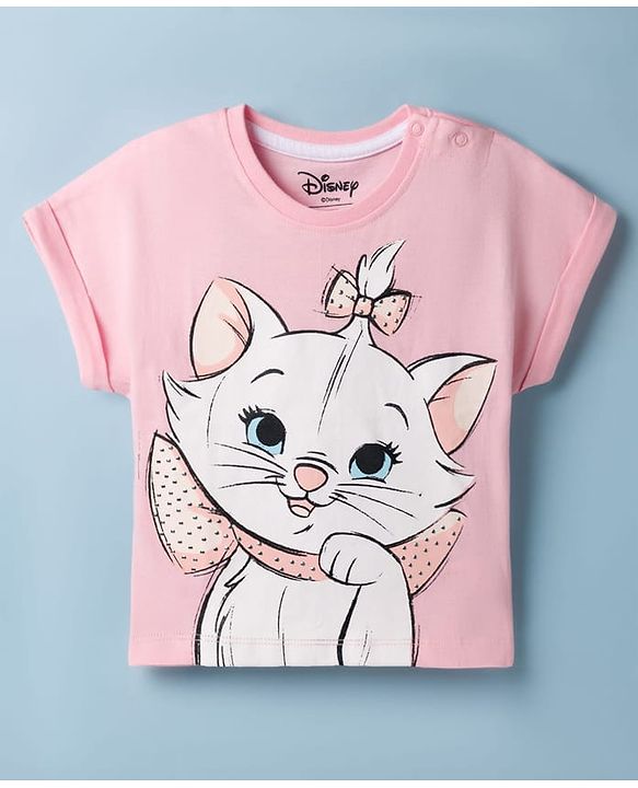 BABYHUG DISNEY Single Jersey Knit Half Sleeves Top & Skirt With Marie Graphic - Pink