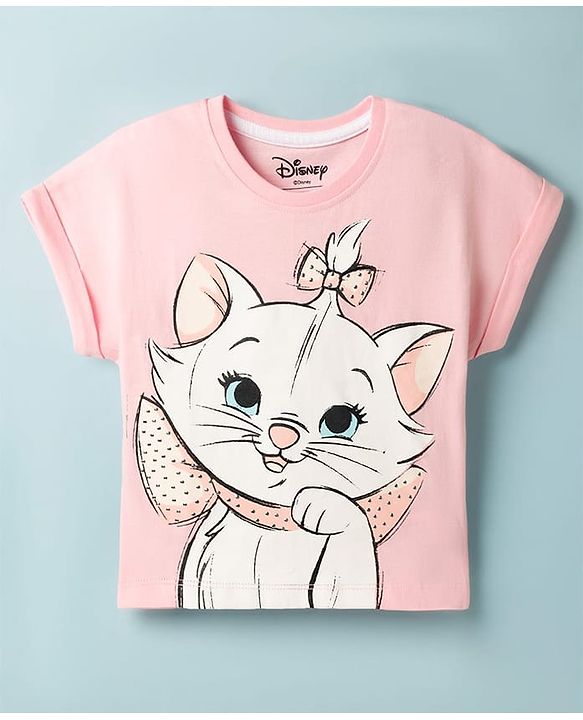 BABYHUG DISNEY Single Jersey Knit Half Sleeves Top & Skirt With Marie Graphic - Pink