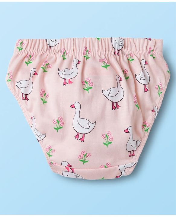 Babyhug 100% Cotton Knit Panties With Floral & Duck Print Pack of 3 - Multicolor