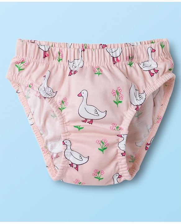 Babyhug 100% Cotton Knit Panties With Floral & Duck Print Pack of 3 - Multicolor