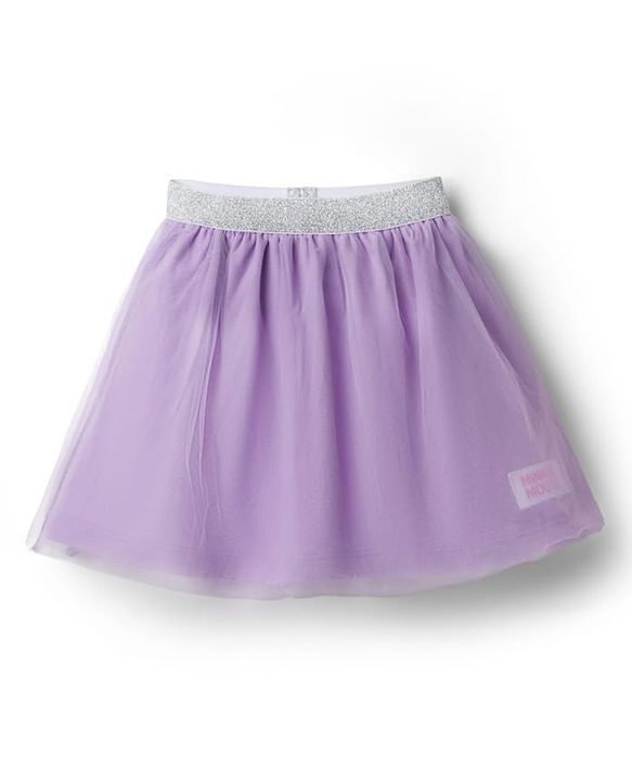 Babyhug Disney Single Jersey Knit Half Sleeve Top & Skirt With Minnie Mouse Graphics - Lavender