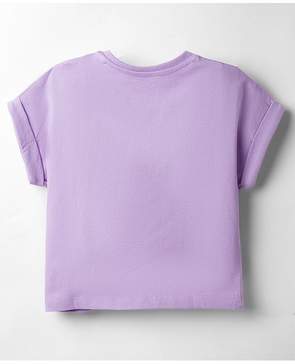 Babyhug Disney Single Jersey Knit Half Sleeve Top & Skirt With Minnie Mouse Graphics - Lavender
