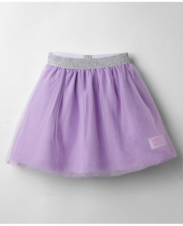 Babyhug Disney Single Jersey Knit Half Sleeve Top & Skirt With Minnie Mouse Graphics - Lavender