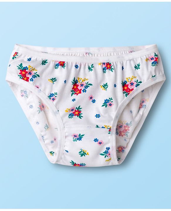 Babyhug 100% Cotton Knit Floral Printed Panties Pack Of 3 - Multicolour