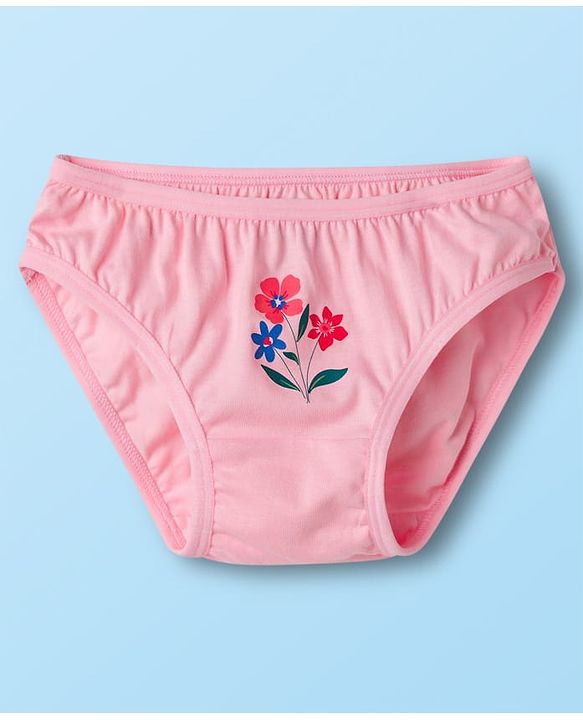 Babyhug 100% Cotton Knit Floral Printed Panties Pack Of 3 - Multicolour