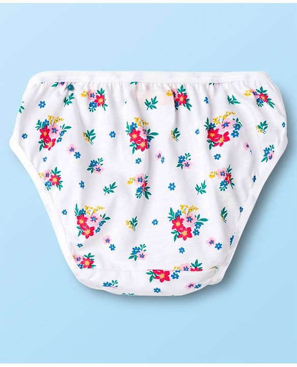 Babyhug 100% Cotton Knit Floral Printed Panties Pack Of 3 - Multicolour