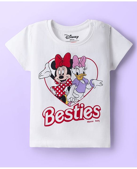 Babyhug Disney Single Jersey Knit Half Sleeves Minnie & Daisy Printed Top & Skirts Set - White & Red