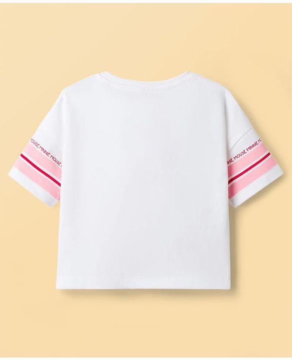 Babyhug Disney Single Jersey Knit Drop Shoulder Half Sleeves T-Shirt & Shorts Set with Minnie Mouse Graphic - Multicolor