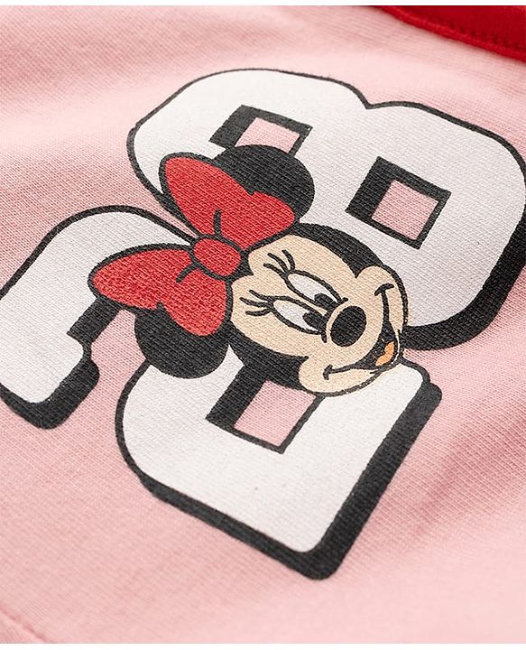 Babyhug Disney Single Jersey Knit Drop Shoulder Half Sleeves T-Shirt & Shorts Set with Minnie Mouse Graphic - Multicolor