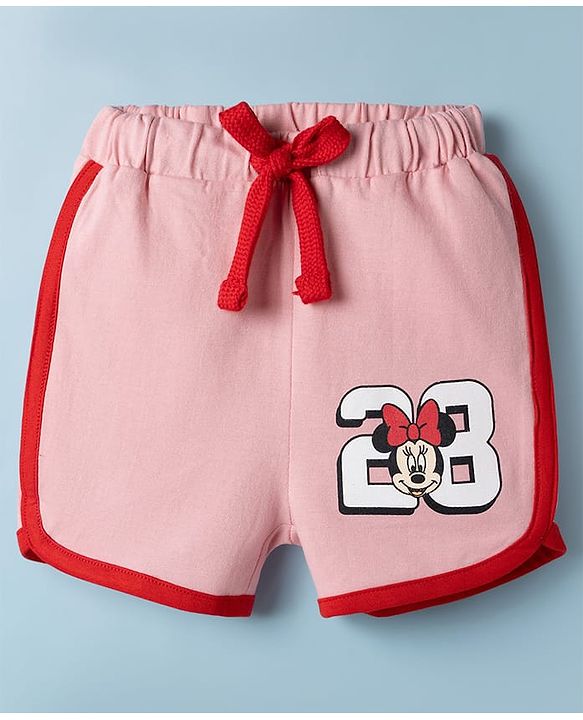 Babyhug Disney Single Jersey Knit Drop Shoulder Half Sleeves T-Shirt & Shorts Set with Minnie Mouse Graphic - Multicolor