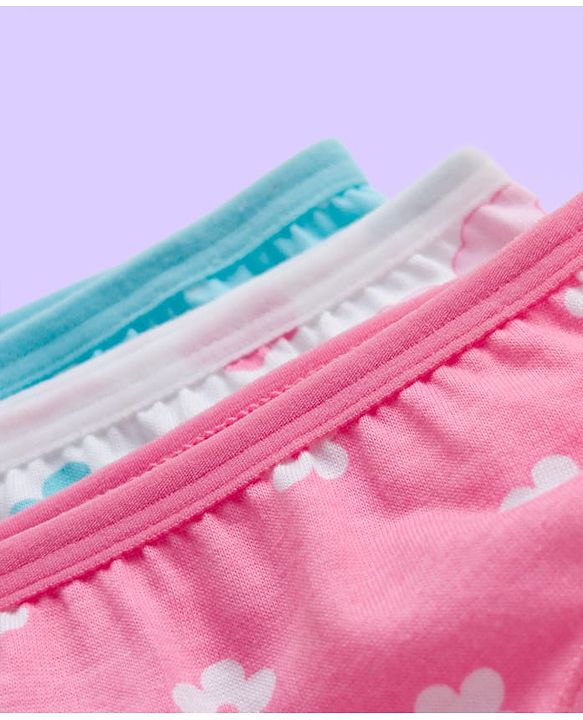 Babyhug 100% Cotton Knit Panties With Floral Polka Dots & Rainbow Print Pack Of 3 - Multicolour