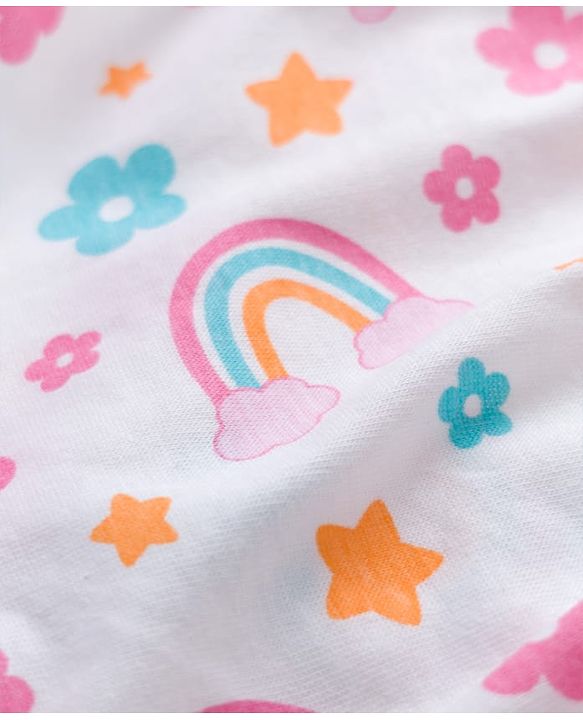 Babyhug 100% Cotton Knit Panties With Floral Polka Dots & Rainbow Print Pack Of 3 - Multicolour