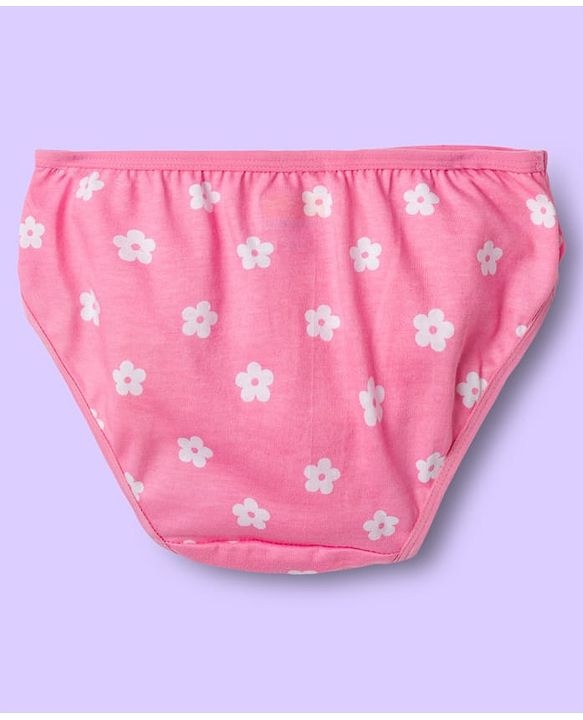 Babyhug 100% Cotton Knit Panties With Floral Polka Dots & Rainbow Print Pack Of 3 - Multicolour