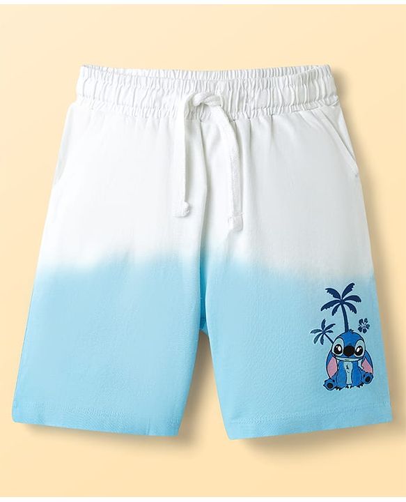 Pine Kids Disney Single Jersey Knit Half Sleeves T-Shirt & Shorts Set With Stitch Graphics - Multicolor