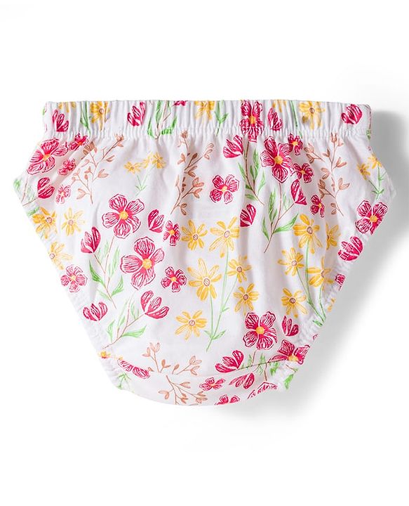 Babyhug 100% Cotton Knit Floral Printed Panties Pack Of 3 - Multicolour