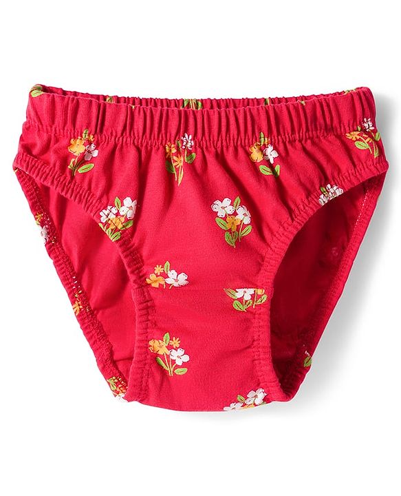 Babyhug 100% Cotton Knit Floral Printed Panties Pack Of 3 - Multicolour