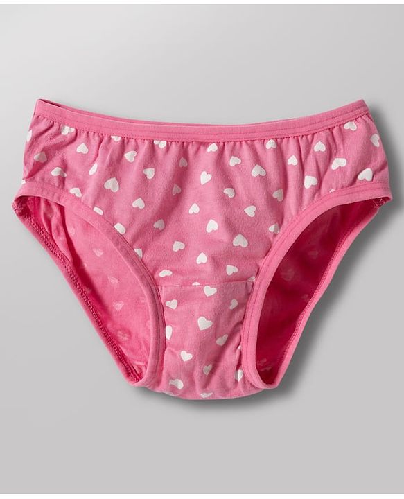Babyhug 100% Cotton Knit Panties with Heart & Bear Print  Pack of 3 - Blue Pink & White