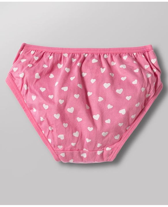Babyhug 100% Cotton Knit Panties with Heart & Bear Print  Pack of 3 - Blue Pink & White