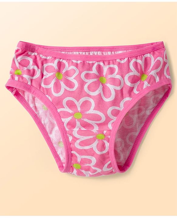 Babyhug 100% Cotton Knit Panties with Floral & Polka Dot Print Pack of 3 - Multicolor