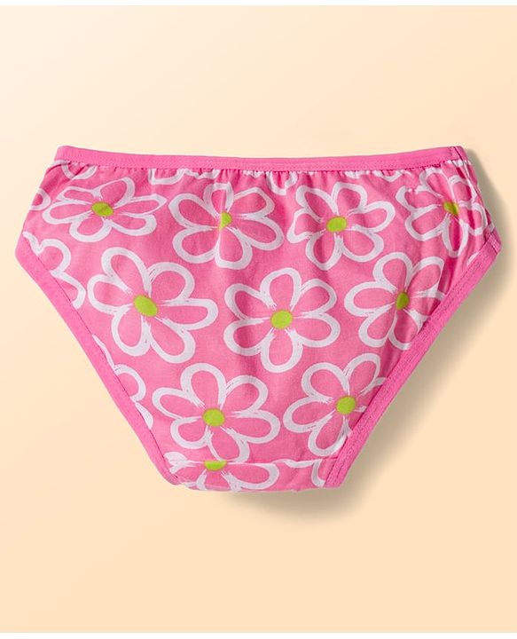 Babyhug 100% Cotton Knit Panties with Floral & Polka Dot Print Pack of 3 - Multicolor