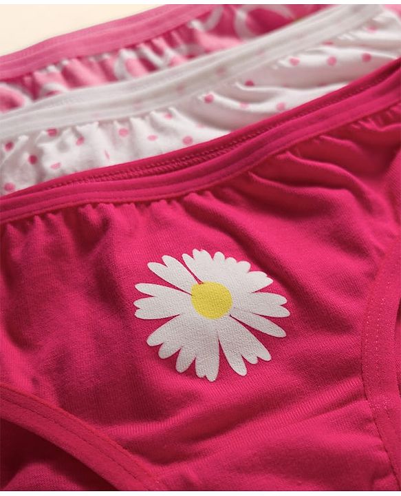 Babyhug 100% Cotton Knit Panties with Floral & Polka Dot Print Pack of 3 - Multicolor