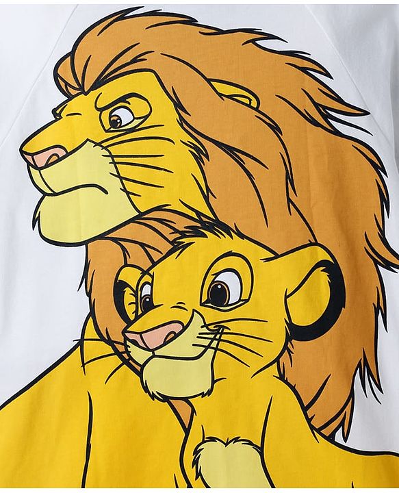 Pine Kids Disney Single Jersey Knit Raglan Half Sleeves Polo T-Shirt with Lion King Graphics - White & Blue