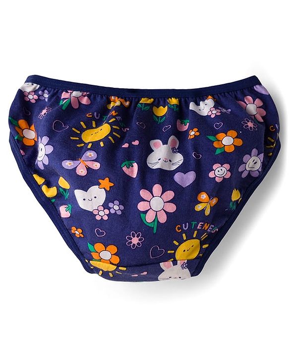 Babyhug 100% Cotton Knit Floral & Polka Dots Printed Panties Pack Of 3 - Multicolour