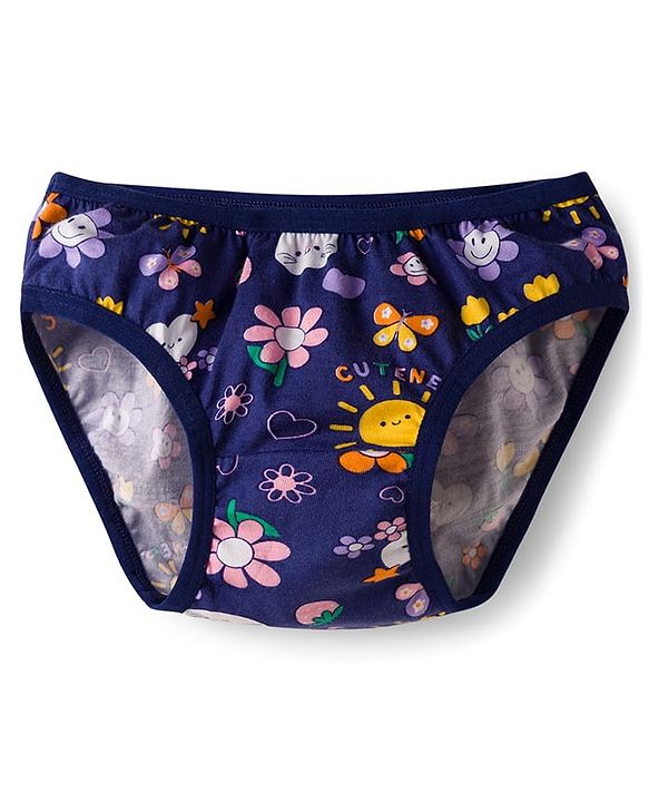 Babyhug 100% Cotton Knit Floral & Polka Dots Printed Panties Pack Of 3 - Multicolour