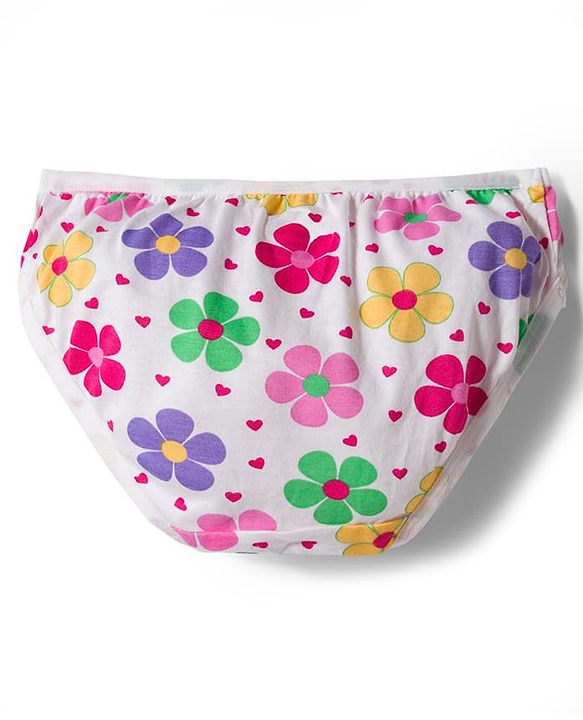 Babyhug 100% Cotton Knit Panties with Floral & Polka Dot Print Pack of 3 - Multicolor